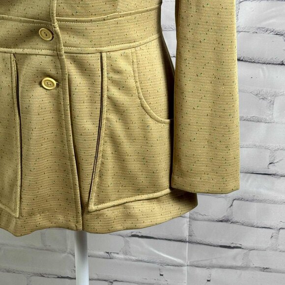 Vintage 70s Tan Speckled Button-Front Blazer Jacket – Made in USA – ILGWU Union - Picture 3 of 8